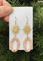 Peach Loop Spark Acrylic and Gold Earrings