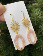 Peach Loop Spark Acrylic and Gold Earrings