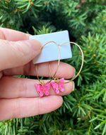 Pink Butterfly Hoop Earrings