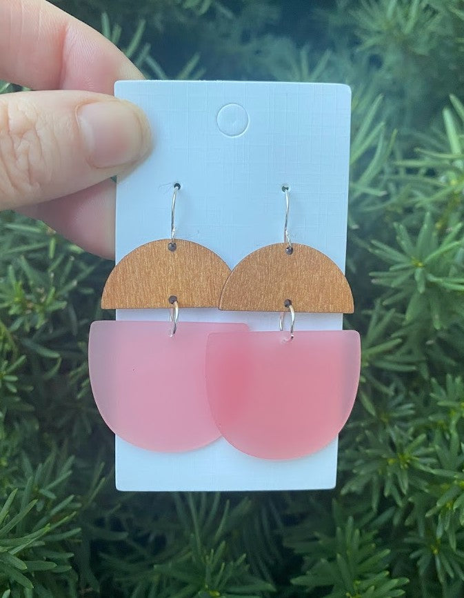 Pink Acrylic and Wood Deco Drops