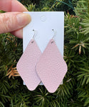 Light Pink Leather Diamond Earrings