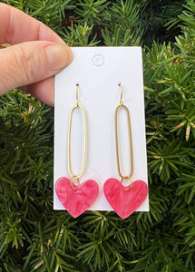 Pink Heart Minimalist Swing Acrylic Earrings