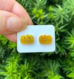 Orange Glitter Pumpkin Acrylic Stud Earrings