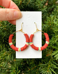 Red Beaded Hoop Earrings