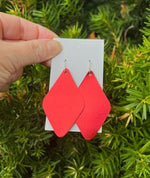 Red Leather Diamond Earrings