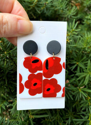 Red Floral Harlow Acrylic Earrings