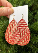 Red and Gold Filigree Teardrop