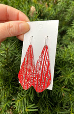 Red Silver The Em Leather Earrings