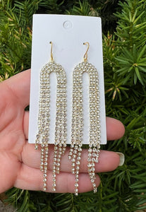 Rhinestone Falling Arch Statement Earrings