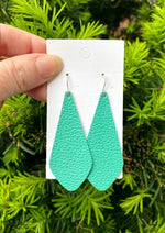 Seafoam Green Em Leather Earrings