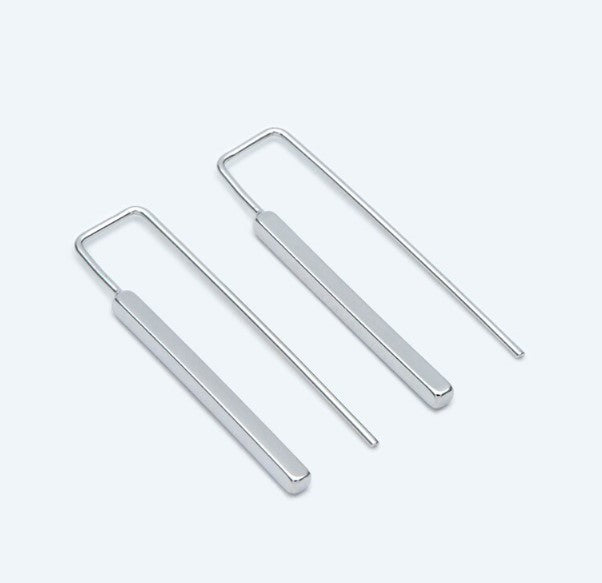 Silver Theader Bar Earrings