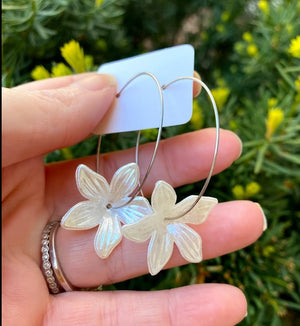 Silver Blossom Hoop Earrings