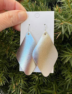 Silver Leather Diamond Earrings