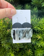Smoke Acrylic and Wood Deco Earrings