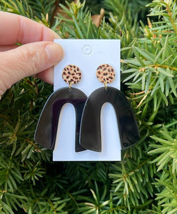 Spotted Black Arch Acrylic Earrings