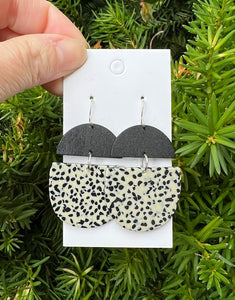 Spotted Acrylic and Wood Deco Earrings