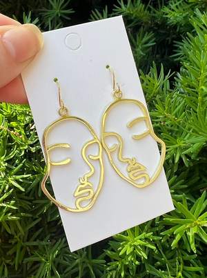 Gold Silhouette Woman Earrings