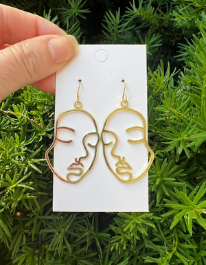 Gold Silhouette Woman Earrings