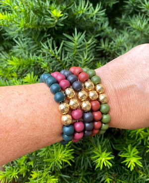 Fall Wood Bead Bracelet Stack