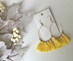 Yellow Teardrop Tassel Earrings