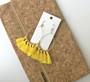 Yellow Teardrop Tassel Earrings