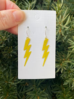 Yellow Lightning Bolt Metal Earrings